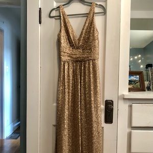 Amsale Gold Sequin Floor-length Dress